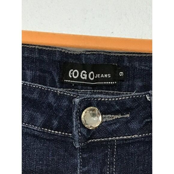 Gogo Jr 9 Low Rise Rhinestone Blue Ankle Jeans - Picture 5 of 11